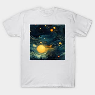 Van Gogh Starry Night Outer Space Pattern 17 T-Shirt